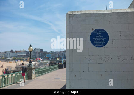 TS Eliot schrieb Teil des "Waste Land" während der Sitzung in Nayland Abri in Margate. Stockfoto