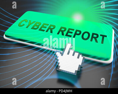 Cyber Bericht digitale Analytics Ergebnisse 3D-Abbildung zeigt, Cloud Computing oder virtuellen Netzwerk Analyse und Überprüfung Stockfoto