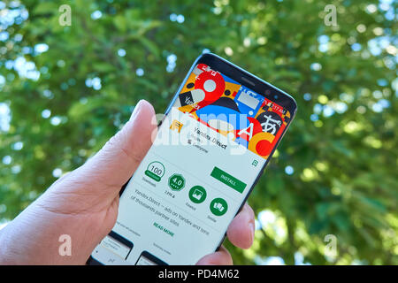 TORONTO, KANADA - 15. JULI 2018: Yandex Direct mobile App auf Samsung S8. Yandex N.V. ist eine russische multinationaler Konzern, spezialisiert auf Internet-r Stockfoto