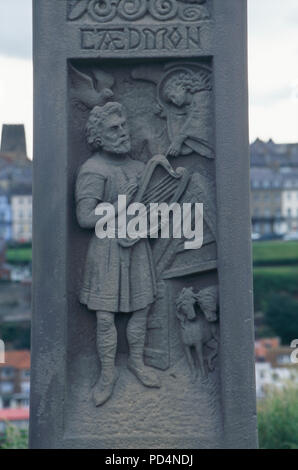 Detail von Caedmon's Cross am Whitby Abbey, England. Foto Stockfoto