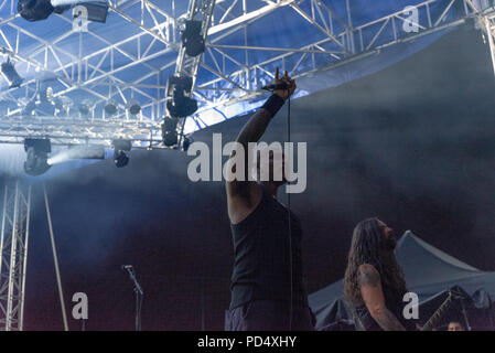 Bergamo, Italien - August 04, 2018: Der brasilianische Heavy Metal Gruppe SEPULTURA führt in METALL FÜR NOT in Filagosto Festival der italienischen Filago (BG). Bram Stockfoto