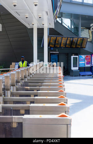 Ticket Barriere an der Manchester Victoria Station. Stockfoto