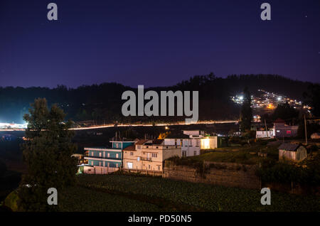 Schönen Abend, Himmel, Dämmerung, über ein Teil von Ooty Stadt in Tamil Nadu, Indien Stockfoto