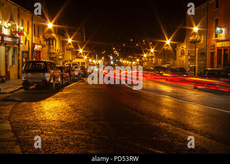 Bei Nacht im Dorf von Westport, Grafschaft Mayo, Irland Stockfoto