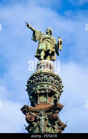 Christopher Columbus Statue in Palma de Mallorca ist ein Resort Stadt und Hauptstadt der spanischen Insel Mallorca (Mallorca), im westlichen Mittelmeer. Stockfoto