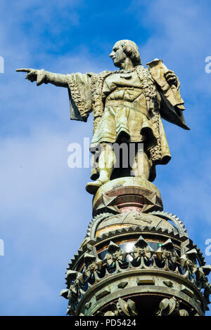 Christopher Columbus Statue in Palma de Mallorca ist ein Resort Stadt und Hauptstadt der spanischen Insel Mallorca (Mallorca), im westlichen Mittelmeer. Stockfoto