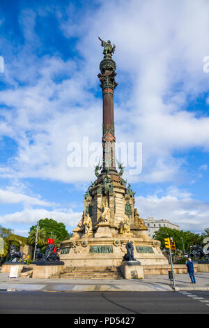 Christopher Columbus Statue in Palma de Mallorca ist ein Resort Stadt und Hauptstadt der spanischen Insel Mallorca (Mallorca), im westlichen Mittelmeer. Stockfoto