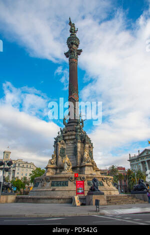 Christopher Columbus Statue in Palma de Mallorca ist ein Resort Stadt und Hauptstadt der spanischen Insel Mallorca (Mallorca), im westlichen Mittelmeer. Stockfoto