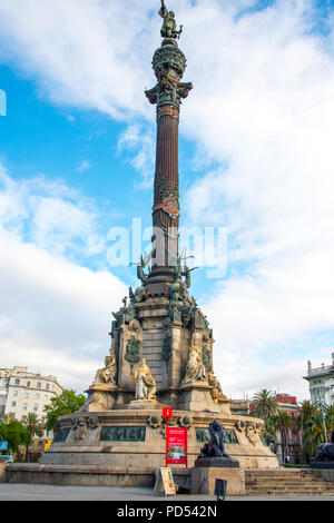 Christopher Columbus Statue in Palma de Mallorca ist ein Resort Stadt und Hauptstadt der spanischen Insel Mallorca (Mallorca), im westlichen Mittelmeer. Stockfoto