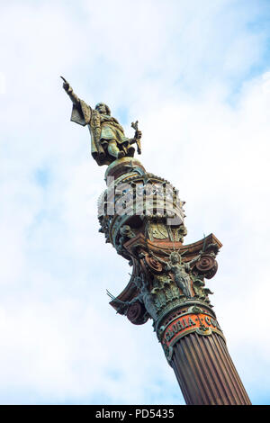 Christopher Columbus Statue in Palma de Mallorca ist ein Resort Stadt und Hauptstadt der spanischen Insel Mallorca (Mallorca), im westlichen Mittelmeer. Stockfoto