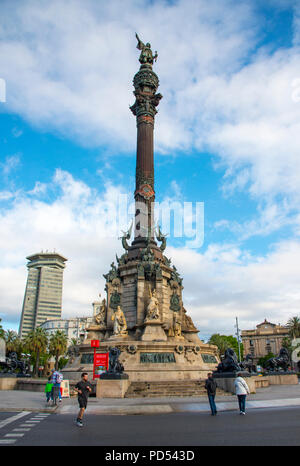 Christopher Columbus Statue in Palma de Mallorca ist ein Resort Stadt und Hauptstadt der spanischen Insel Mallorca (Mallorca), im westlichen Mittelmeer. Stockfoto