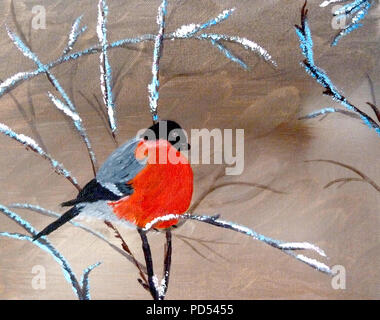 Gimpel im Winter Wald Stockfoto