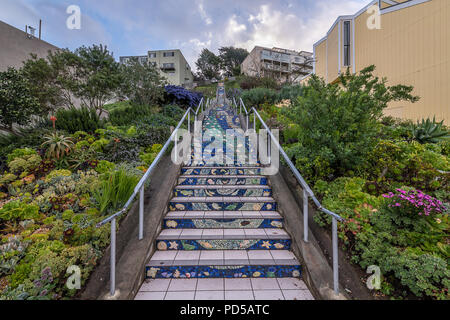 Das Mosaik Treppen von San Francisco Stockfoto