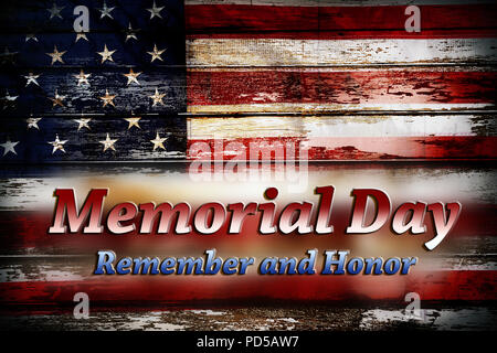 Memorial Day. Amerikanische Flagge auf Boards Stockfoto