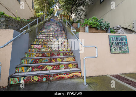 Das Mosaik Treppen von San Francisco Stockfoto