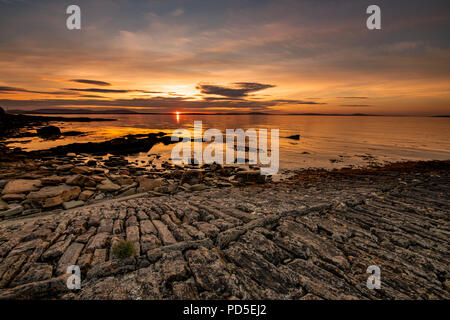 Sonnenuntergang am Hoxa Head, South Ronaldsay, Orkney Stockfoto