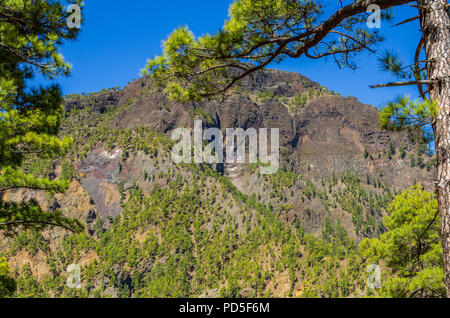 Blick auf La Palma, die Caldera de Taburiente, reichen von der Nähe der Cumbrecita Aussichtspunkt Stockfoto