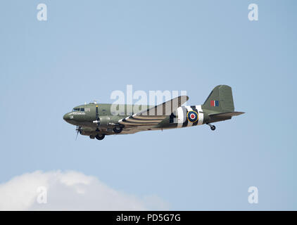 Royal Airforce Douglas Dakota am 2018 Royal International Air Tattoo, Fairford, Gloucestershire, Vereinigtes Königreich Stockfoto