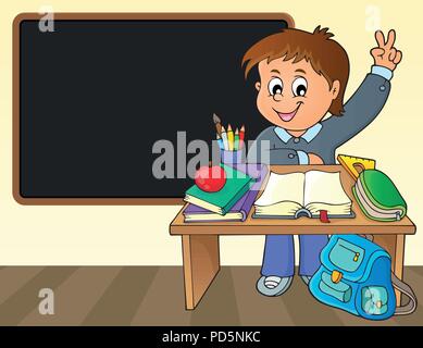 Junge hinter der Schule Schreibtisch Thema Bild 2-eps 10 Vector Illustration. Stock Vektor