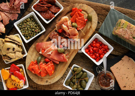 Gesunde finger food antipasta Tapas Auswahl Stockfoto