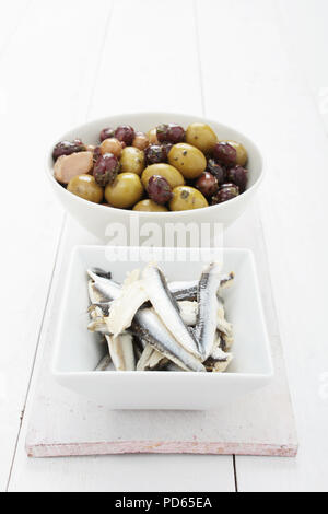 Gesunde finger food antipasta Tapas Auswahl Stockfoto