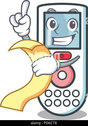 Mit menü Fernbedienung Maskottchen Karikatur Stock Vektor