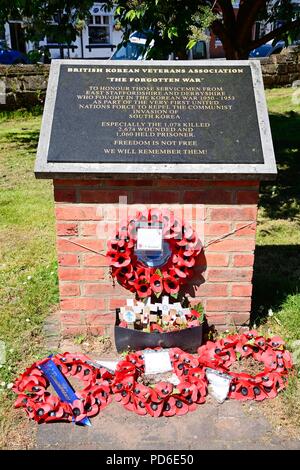 Britische Korean Veterans Association war Memorial in Lichfield Street Gardens, Burton upon Trent, Staffordshire, England, UK, Westeuropa. Stockfoto