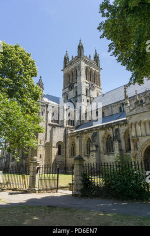 Selby Abbey, eine mittelalterliche Abtei Kirche aus dem 11. Jahrhundert; jetzt die Pfarrkirche für Selby, North Yorkshire, Großbritannien Stockfoto