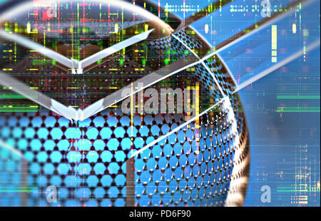 Nahaufnahme auf ein nano Struktur mit elektronischem Hintergrund Stockfoto