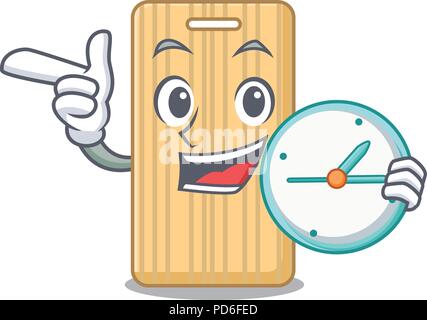 Mit Uhr Holz Schneidebrett Charakter Cartoon Stock Vektor