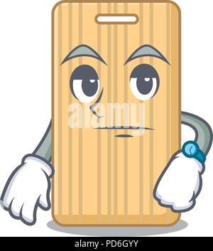 Warten Holz Schneidebrett Maskottchen Karikatur Stock Vektor
