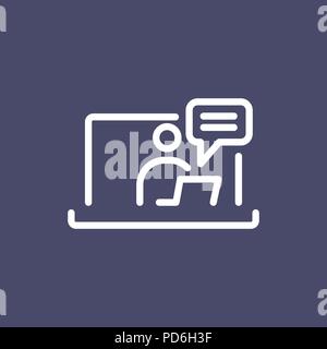 Online Bildung Symbol einfache Flat Style outline Abbildung. Stock Vektor