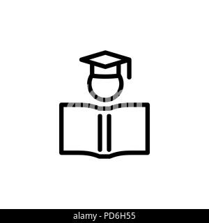 Graduierte Studenten Symbol einfache Flat Style outline Abbildung. Stock Vektor