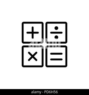 Symbol Rechner einfach Flat Style outline Abbildung. Stock Vektor