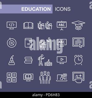 Bildung Icons Set einfache Flat Style outline Abbildung. Stock Vektor