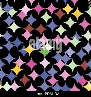 Abstract vector Nahtlose retro Fliese Muster mit geometrischen rouns Textur auf Schwarz Stock Vektor