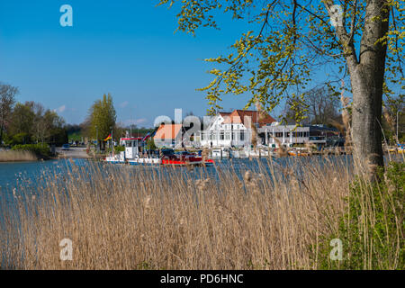 Schlei, Schlei Fähre, Fähre, die die Landschaft von Angeln und Schwansen, Missunde, Schleswig-Holstein, Deutschland, Europa Stockfoto