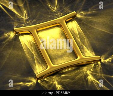 Zeichen des Tierkreises in Gold mit Ätzmittel - Zwillinge Stockfoto