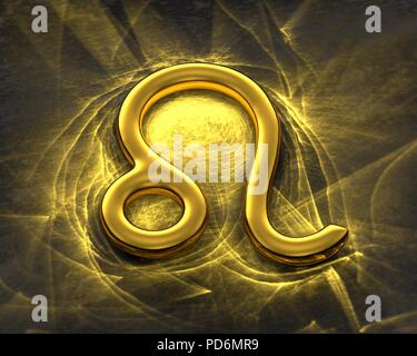 Zeichen des Tierkreises in Gold mit Ätzmittel - Löwe Stockfoto