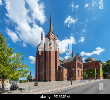 Die Kathedrale von Roskilde (Roskilde Domkirke) in der historischen Stadt Roskilde, Seeland, Dänemark Stockfoto