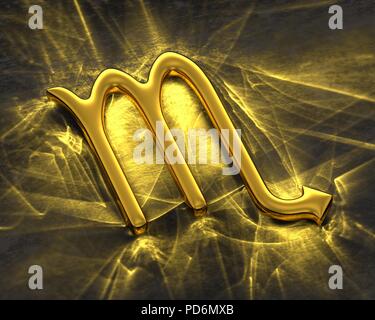 Zeichen des Tierkreises in Gold mit Ätzmittel - Skorpion Stockfoto