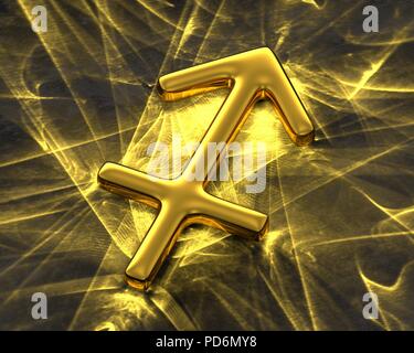 Zeichen des Tierkreises in Gold mit Ätzmittel - Schütze Stockfoto