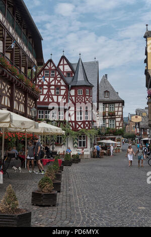 Marktplatz der Stadt Bacharach am Rhein, Rheinland-Pfalz, Deutschland, Europa Stockfoto