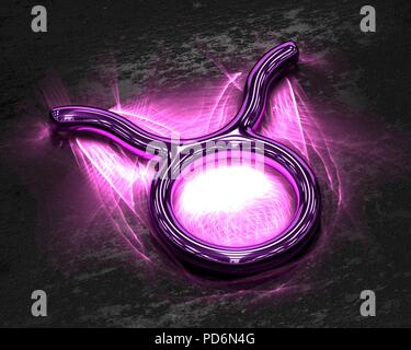 Zeichen des Tierkreises in Metall mit rosa Ätzmittel - Stier Stockfoto