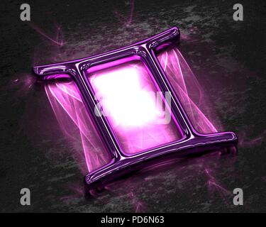 Zeichen des Tierkreises in Metall mit rosa Ätzmittel - Zwillinge Stockfoto