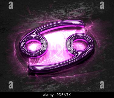 Zeichen des Tierkreises in Metall mit rosa Ätzmittel - Krebs Stockfoto