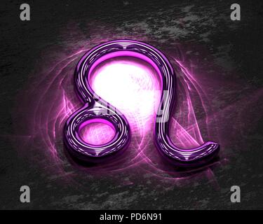 Zeichen des Tierkreises in Metall mit rosa Ätzmittel - Löwe Stockfoto
