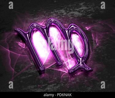 Zeichen des Tierkreises in Metall mit rosa Ätzmittel - Jungfrau Stockfoto