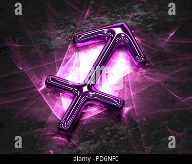 Zeichen des Tierkreises in Metall mit rosa Ätzmittel - Schütze Stockfoto