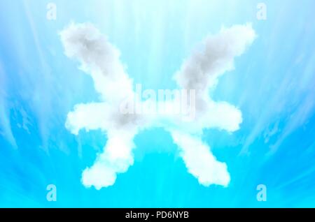 Astrologie Symbol in Cloud Material - Fische Stockfoto